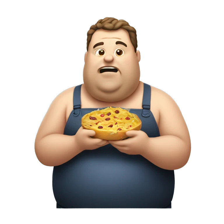 Fat man eating mysterious food emoji