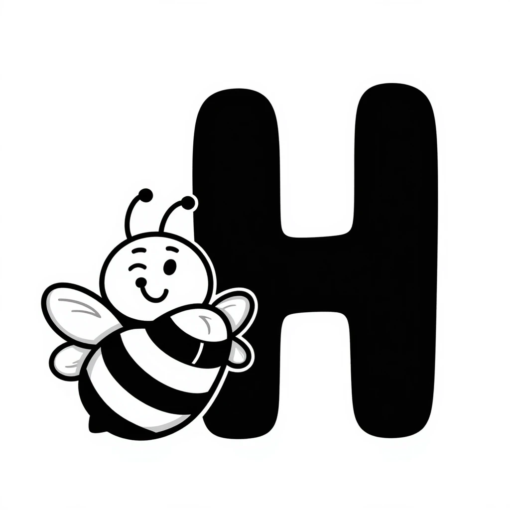 honey bee with the letter H emoji
