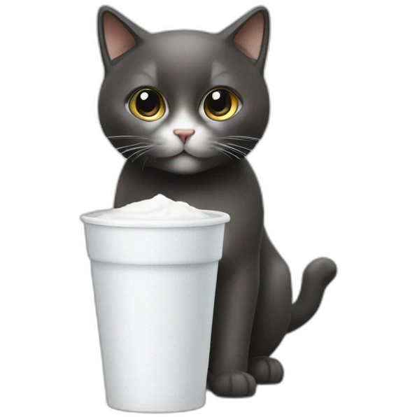 Un chat debout qui boit du lait emoji
