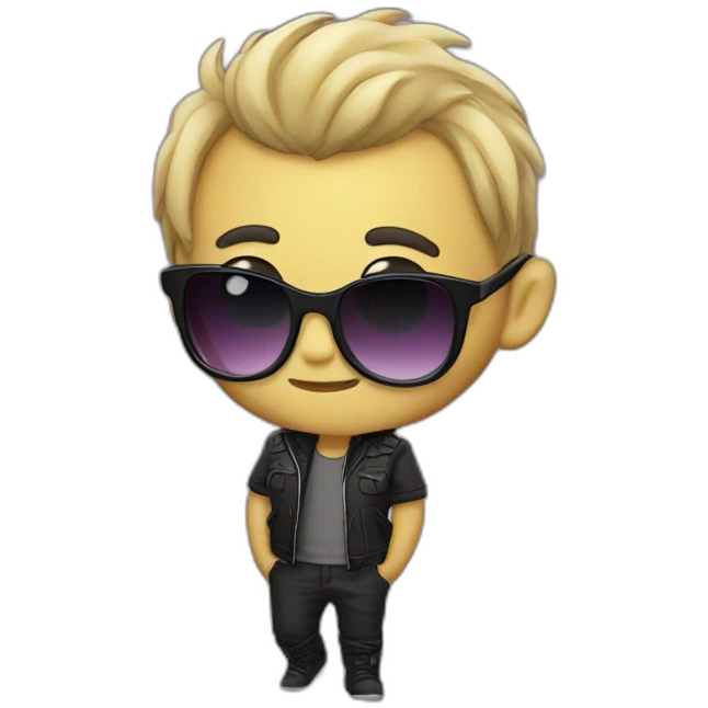 Chibi crescent-moon character with sunglasses  emoji