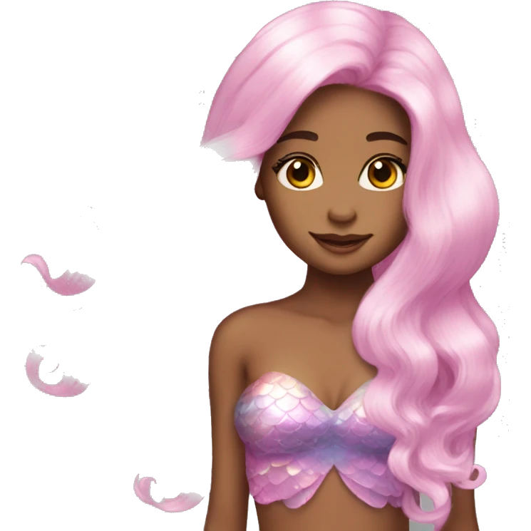 Iridescent mermaid long hair pink emoji