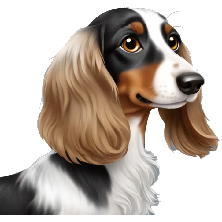 Black & brown Merle long haired Dachshund side  emoji