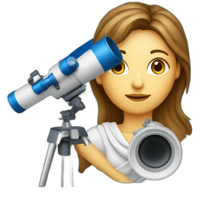 Woman with Greek flag and astronomy telescope emoji