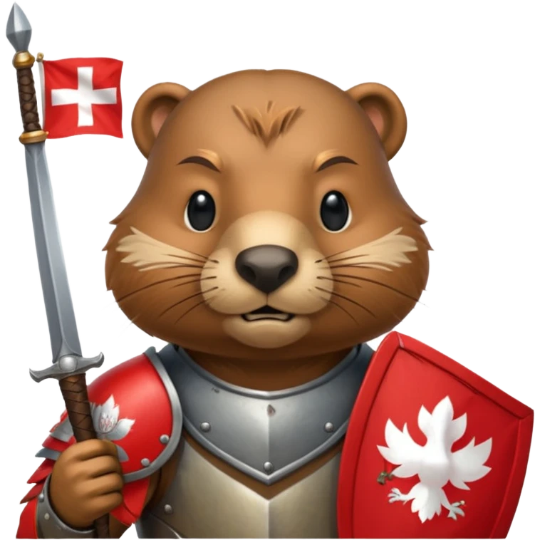 polish husaria miliatry unit but its a beaver, make him with a face like is the best fighter of all times with polish flag logo emoji