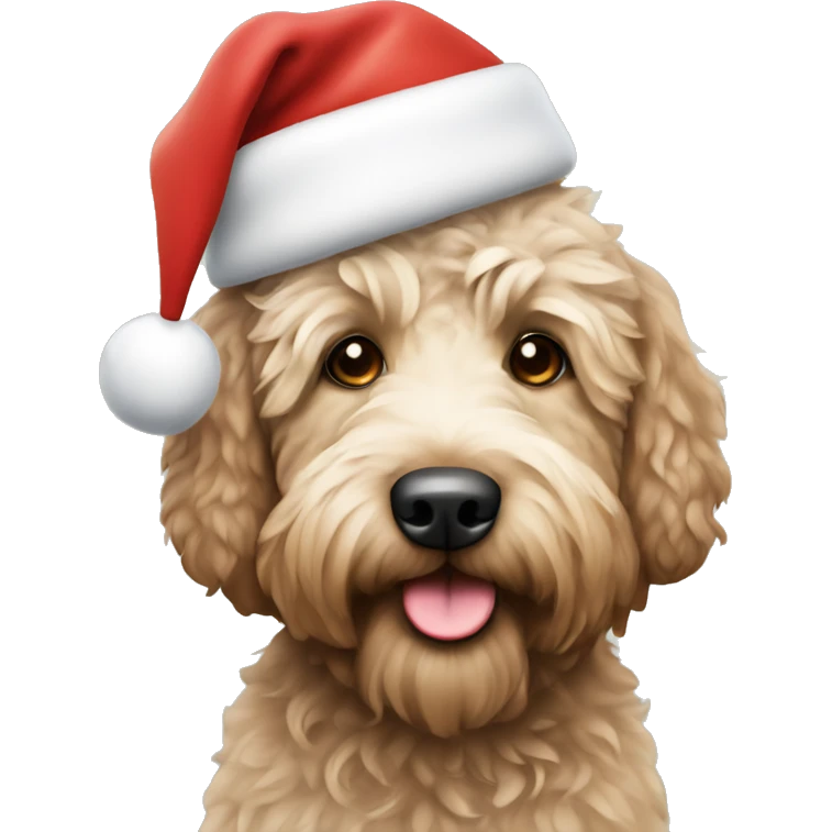 Labradoodle with christmas hat emoji