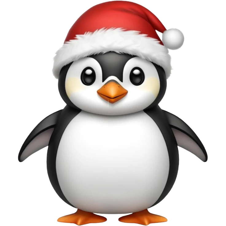penguin wearing red hat of santa claus emoji