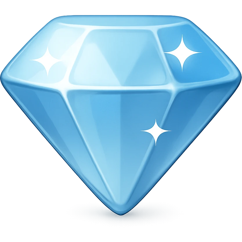 {
  "title": "3D Skeuomorphic Emoji Icon Schema",
  "type": "object",
  "properties": {
    "object": {
      "type": "string",
      "description": "Name of the object to be represented (e.g., 'money bag', 'camera', 'pizza')."
    },
    "style": {
      "type": "string",
      "enum": ["3D skeuomorphic emoji"],
      "description": "Visual style to be used for rendering."
    },
    "materials": {
      "type": "object",
      "properties": {
        "base": {
          "type": "string",
          "description": "Primary material texture, e.g., 'smooth cloth', 'metallic', 'plastic'."
        },
        "details": {
          "type": "array",
          "items": { "type": "string" },
          "description": "Secondary materials or embellishments (e.g., rope, buttons, stitching)."
        }
      }
    },
    "colors": {
      "type": "object",
      "properties": {
        "baseColor": {
          "type": "string",
          "description": "Main color of the object (e.g., '#F5DEB3' for a beige sack)."
        },
        "accentColors": {
          "type": "array",
          "items": { "type": "string" },
          "description": "Accent or highlight colors (e.g., yellow for dollar sign)."
        }
      }
    },
    "lighting": {
      "type": "object",
      "properties": {
        "type": {
          "type": "string",
          "enum": ["soft", "ambient", "studio"],
          "description": "Lighting type used to shade and define volume."
        },
        "shadows": {
          "type": "boolean",
          "description": "Indicates if soft drop shadows are used."
        }
      }
    },
    "geometry": {
      "type": "object",
      "properties": {
        "dimensionality": {
          "type": "string",
          "enum": ["3D"],
          "description": "Indicates that object is rendered in 3D."
        },
        "roundedEdges": {
          "type": "boolean",
          "description": "Indicates if object has smooth, rounded edges."
        }
      }
    },
    "expression": {
      "type": "string",
      "enum": ["playful", "realistic", "friendly"],
      "description": "Overall emotional tone of the icon."
    },
    "background": {
      "type": "string",
      "enum": ["transparent", "white", "gradient"],
      "description": "Background type for the rendered emoji."
    }
  },
  "required": ["object", "style", "materials", "colors", "lighting", "geometry", "expression", "background"]
}

diamond emoji