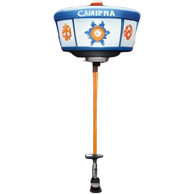 please, An icon featuring the curling rink, with its distinctive circles, and a vibrant crowd in the stands. Snowflakes fall outside the arena, and bright lights illuminate the ice. a curling stone sliding across the ice, with a broom nearby. Transparent background. emoji