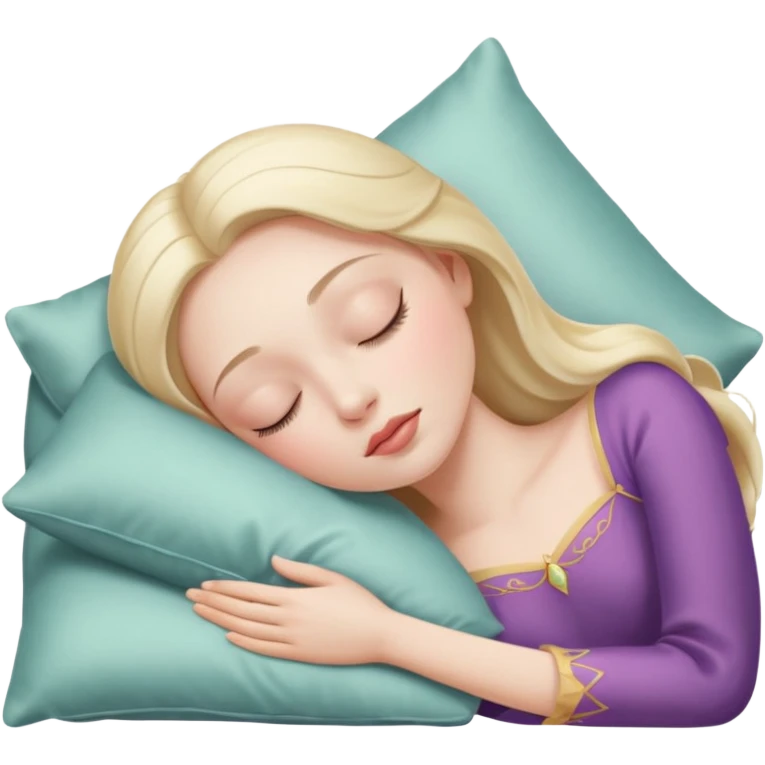sleeping beauty white girl with a silk pillow emoji