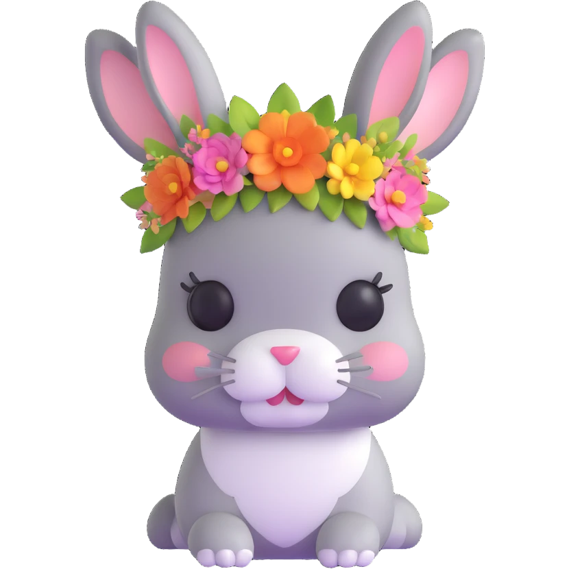 adorable bunny with floral crown emoji