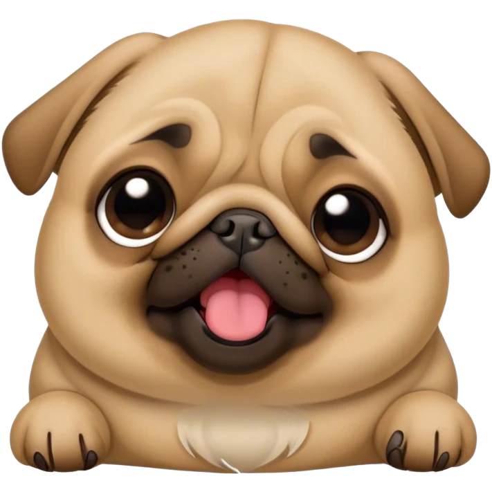 Cinematic Cute Yawning Fawn Pug Portrait Emoji, Head tilted slightly with a dramatic, wide-open yawn, showcasing a soft fawn coat with a velvety texture, floppy ears slightly drooping, round dark eyes barely open in drowsy contentment, Simplified yet irresistibly adorable features, highly detailed, glowing with a soft, cozy glow, high shine, relaxed yet expressive, stylized with a touch of whimsy, bright and endearing, soft glowing outline, capturing the essence of a sleepy yet affectionate companion, so drowsy it feels like it could stretch out of the screen and curl up for a nap! emoji