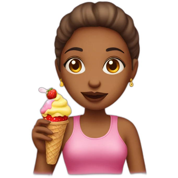 girl smoking a cigar and eating strawberry-lemon ice cream emoji