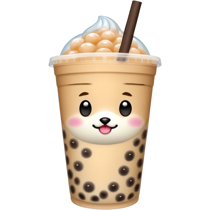 Michi pinguino bebiendo bubble tea emoji