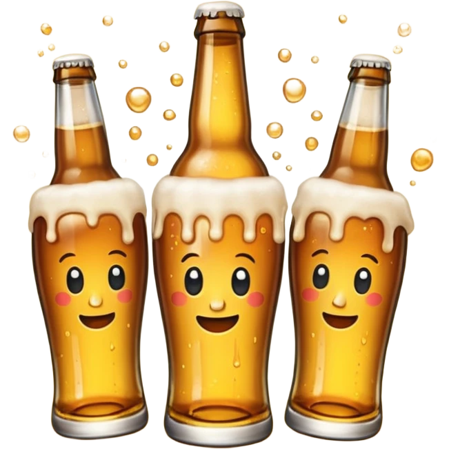 the word 'amazing' spelled out using pints and bottles of beer, playful, emoji style emoji