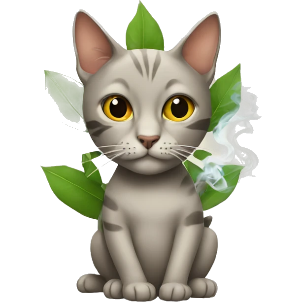 cat smoking leaves emoji