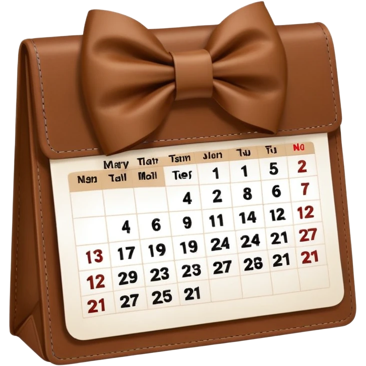 brown calendar top brown bow emoji
