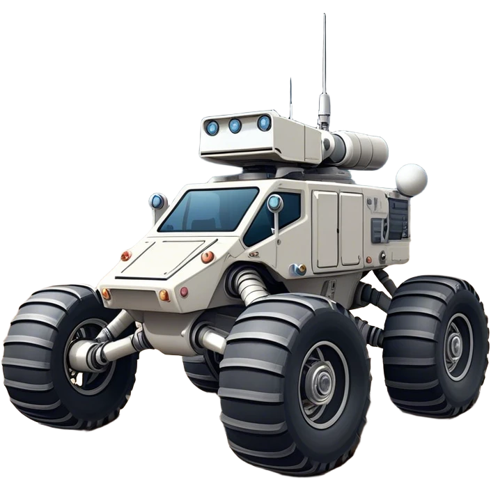 Cinematic Realistic Moon Rover – A rugged, high-tech vehicle traversing the Moon’s dusty surface. Its thick wheels leave tracks in the fine lunar regolith, with Earth hanging in the distant sky. Every mechanical detail of the rover is meticulously rendered, emphasizing its role in human exploration. emoji