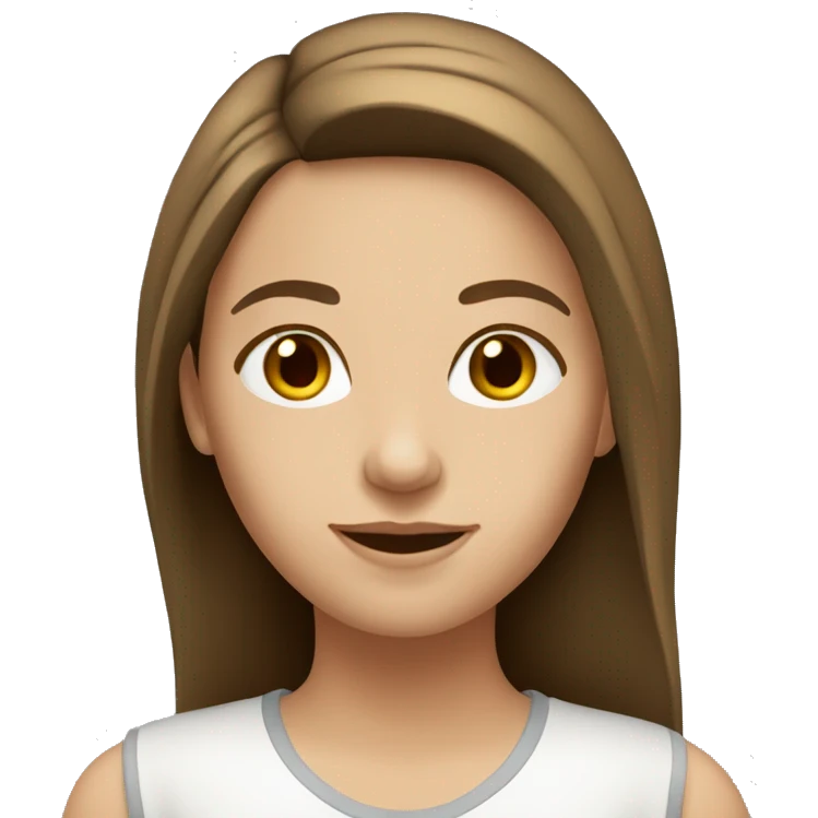 caucasian girl with medium straight brown hair, light brown eyes emoji