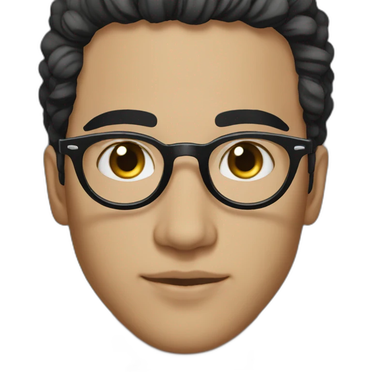 beautiful Moroccan young man with black, wet hair and white skin, wearing round glasses emoji