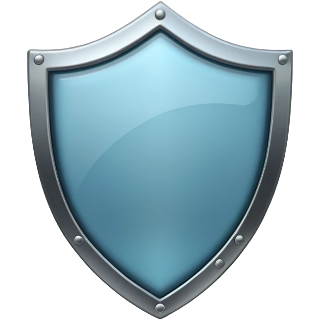 metal shield with glossy reflective surface, emoji