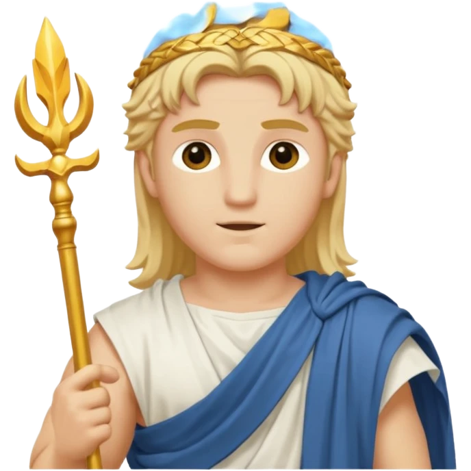 Apollo, God of Light from Gods and Goddesses with long golden blonde hair, white outfit emoji