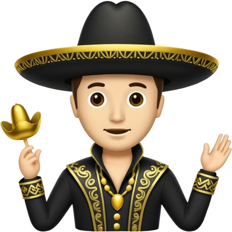 black mariachi sombrero with gold trim emoji