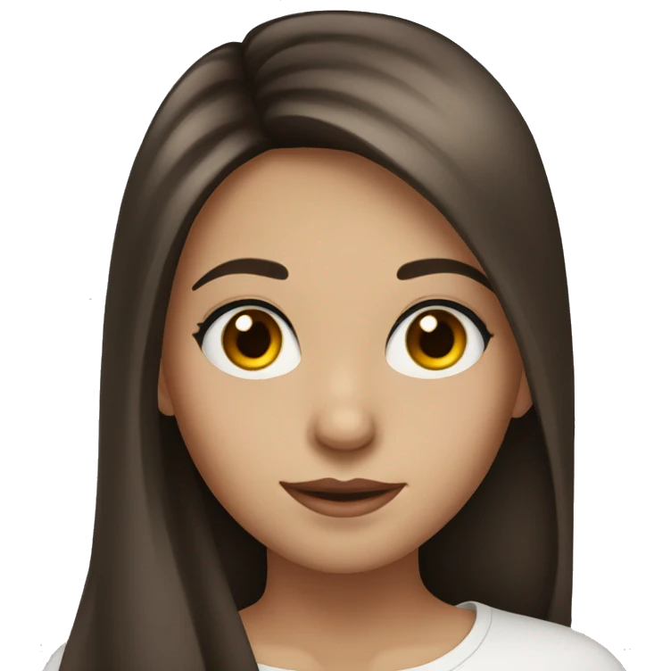 A girl with long brown hair, black eyes and long eyelashes emoji