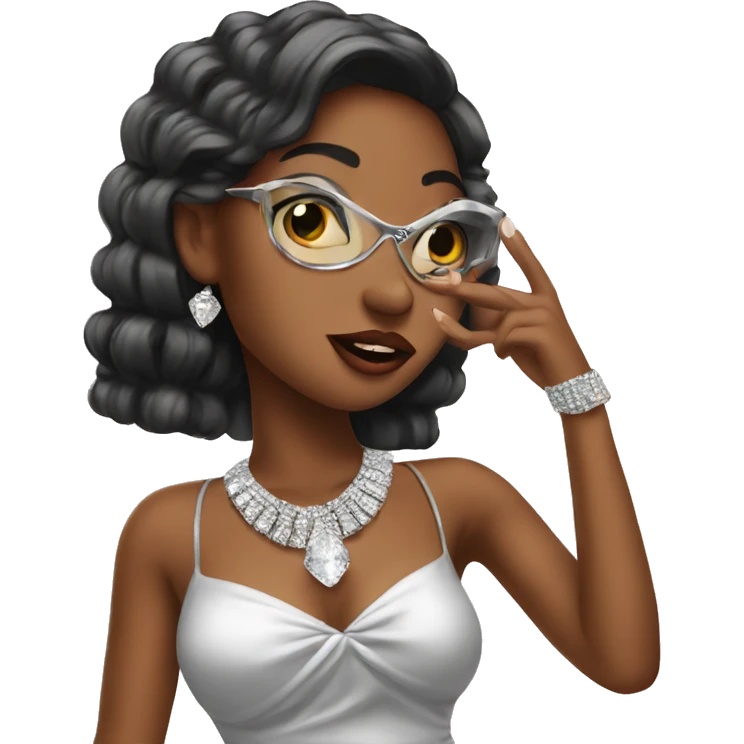 Bling girl sending kiss emoji
