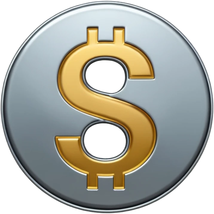 A double dollar sign emoji made of polished silver chrome, smooth metallic surface, glossy reflections, luxury swag vibe, minimal iOS emoji style, centered on white background emoji