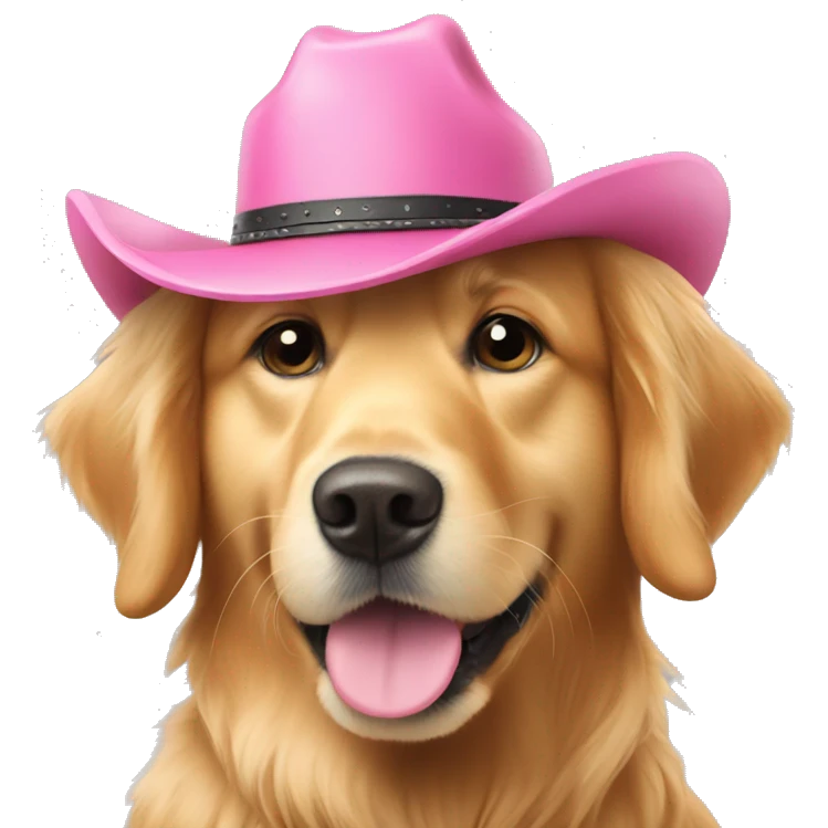 golden retriever with pink cowboy hat  emoji