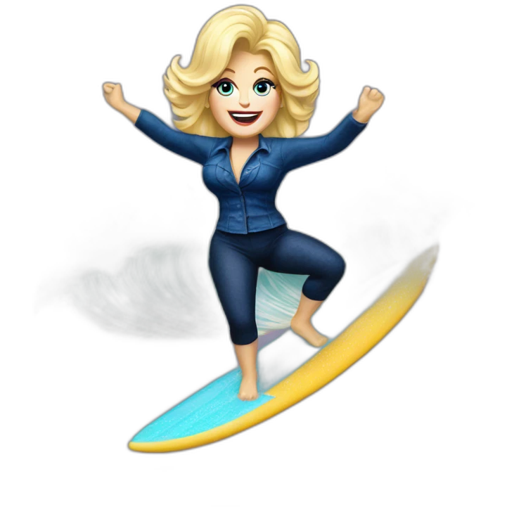 Impressionistic Dolly parton surfing emoji