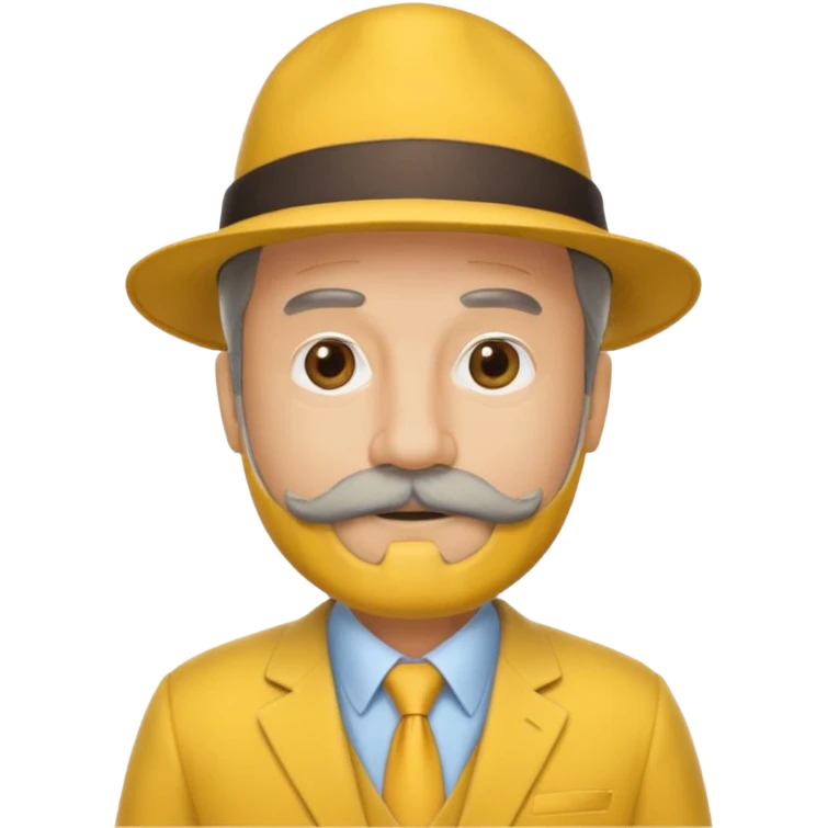 middle aged mobster with yellow colored suit and hat and grey mustache and beard emoji