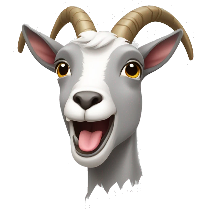 a grey and white goat making an extremely silly face with the tongue out and crossed side eyes emoji