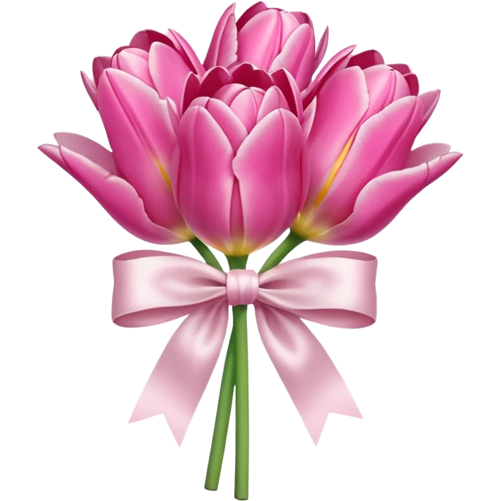 Pink tulips with a bow emoji