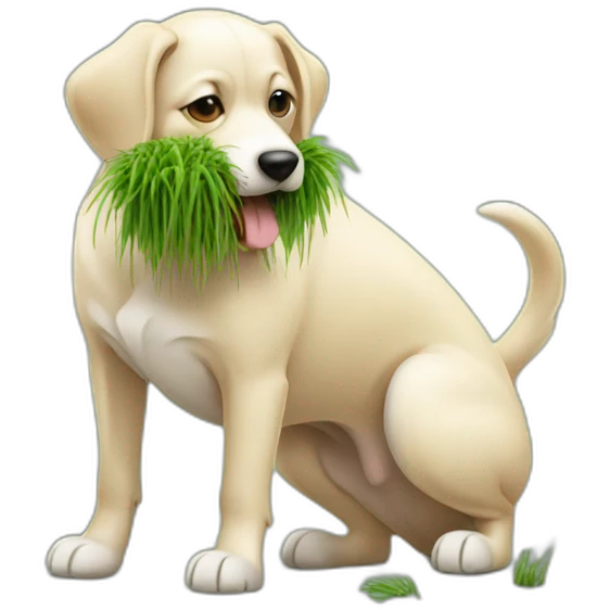 dog eating grass emoji