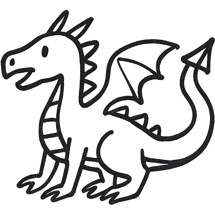 dragon hand drawn black outline emoji