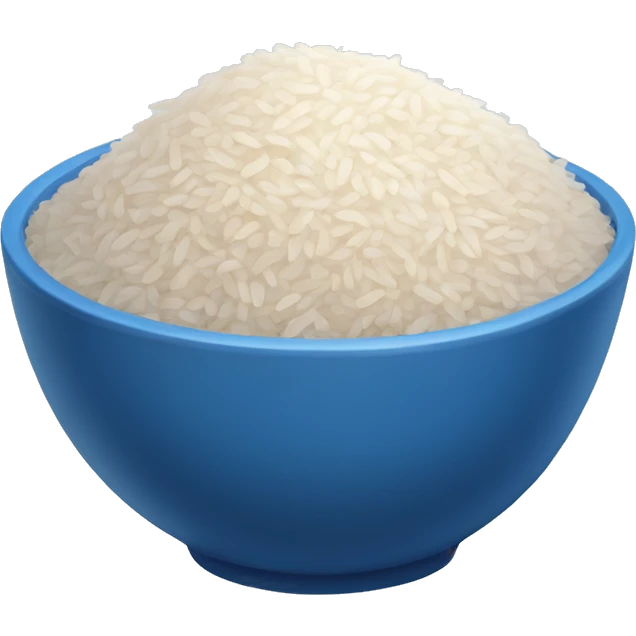 Old unfresh rice in a blue bowl  emoji