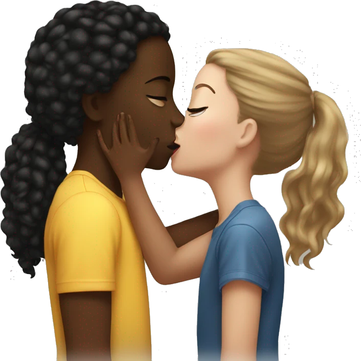 A white girl kissing black girl emoji