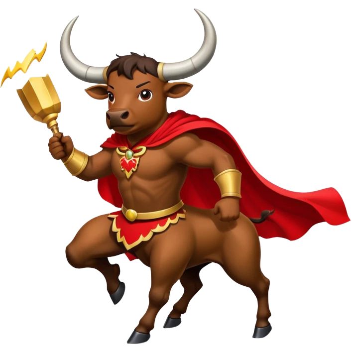 Matador with a red cape facing a charging bull emoji