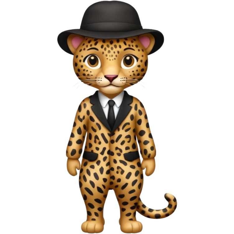 full body leopard in a black hat emoji