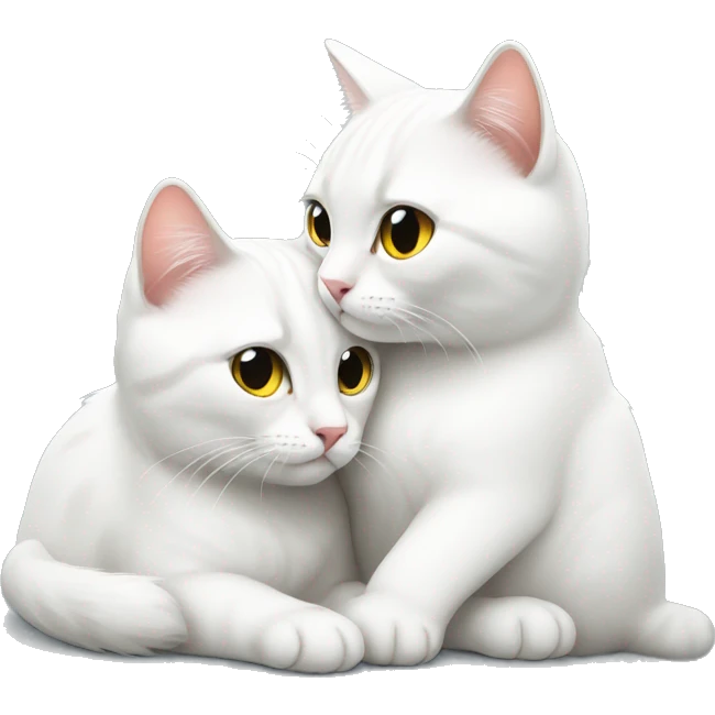 Two white British cats hugs  emoji