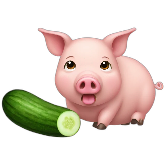 pig eating a cucumber emoji