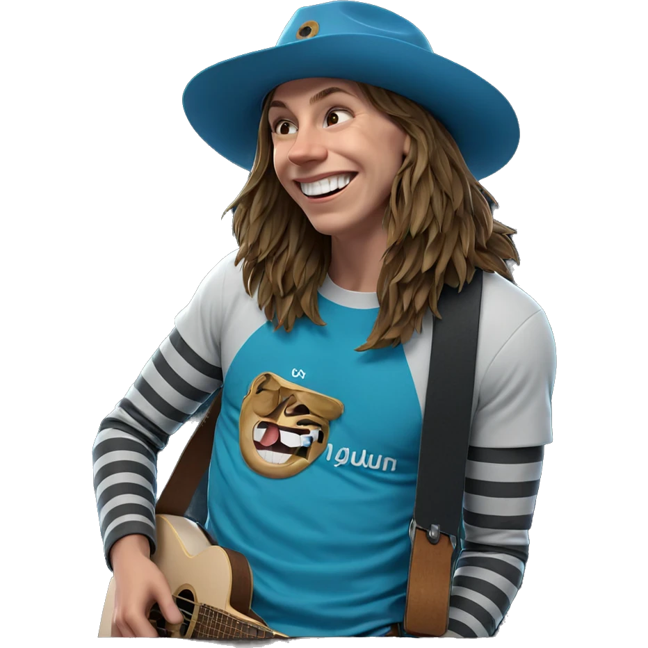 smiling boy with guitar emoji