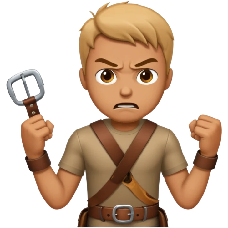 A man angry slanging a belt to someone’s behind emoji