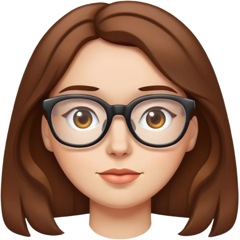 A brown haired woman with glasses saying “my butt” emoji