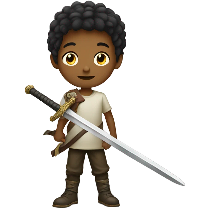 young boy with sword indoors emoji