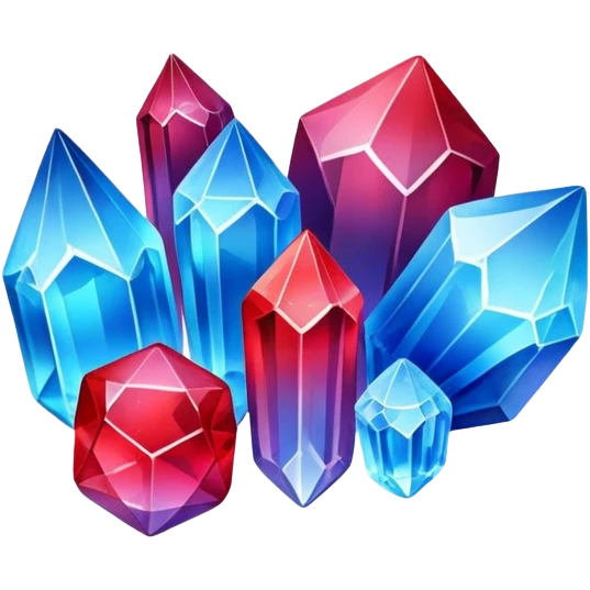 group of crystals, blue to red gradient emoji