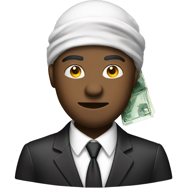 money in a suit wearing a durag smoking  emoji