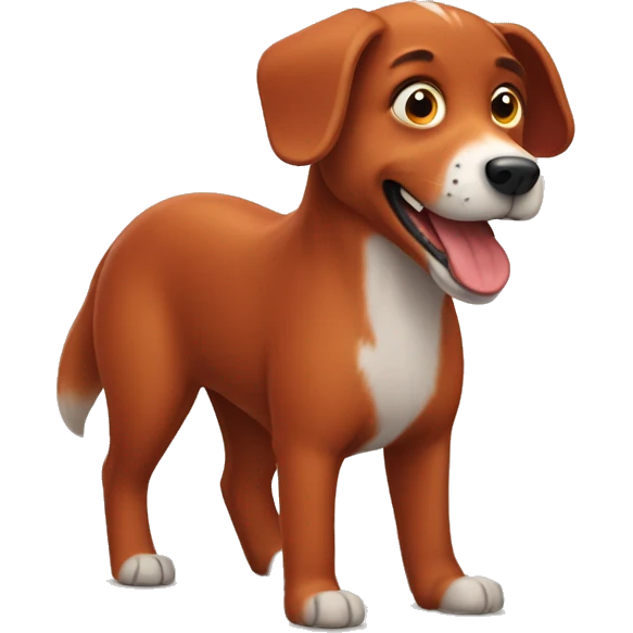 red dog with a tail like a squirrel and a cute look emoji