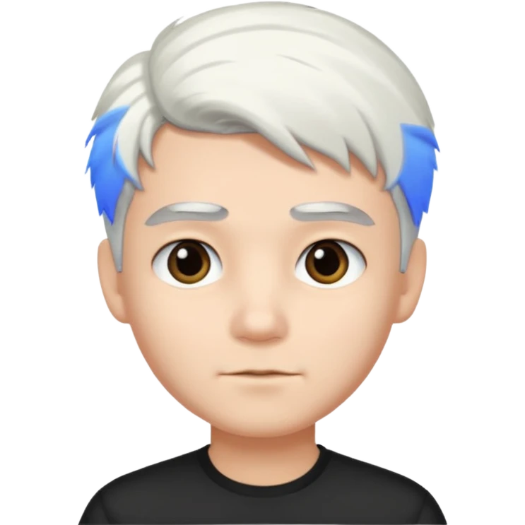 pure white hair,black eyebrows,cuteBoy,  emoji